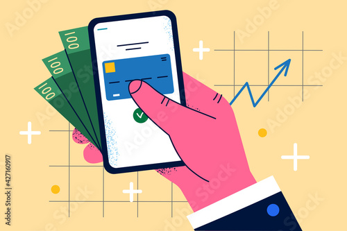 Mobile Banking and earning in internet concept