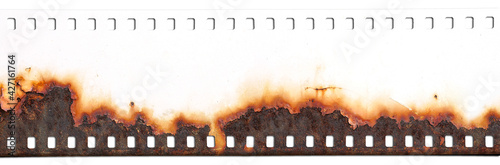 grunge film strip background.Rust of metals.Corrosive Rust on film size 35mm. 