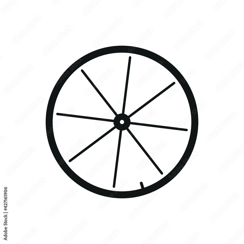 Bike Wheel Icon. Black Glyph Design