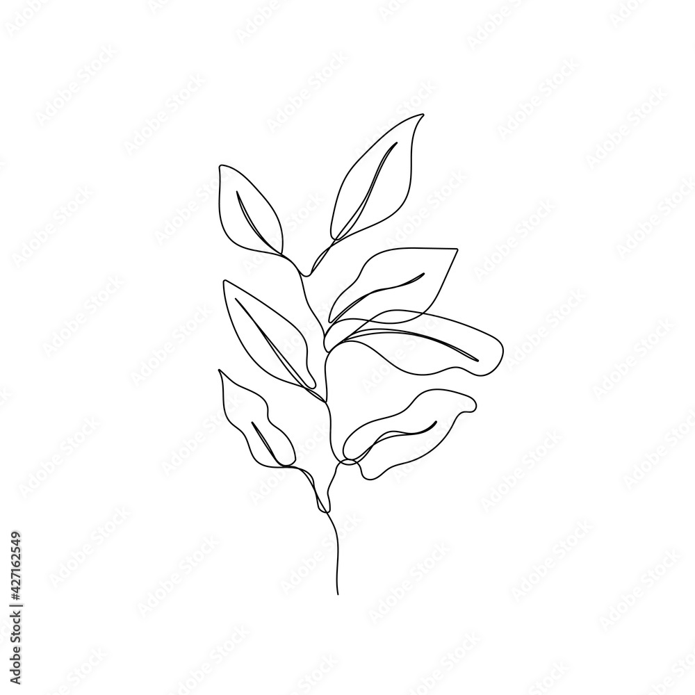 Leaves Continuous One Line Drawing. Black Line Floral Sketch on White Background. Leaves Branch Simple Outline Illustration Minimalist Modern Style. Vector EPS 10. Leaves Continuous One Line Drawing. Black Line Floral Sketch on White Background. Leaves Branch Simple Outline Illustration Minimalist Modern Style. Vector EPS 10.