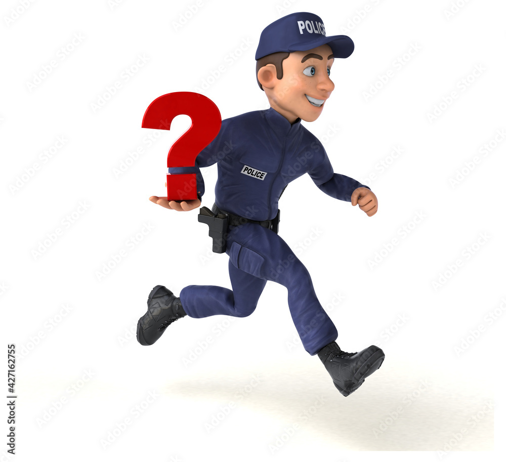 Fun 3D illustration of a cartoon Police Officer