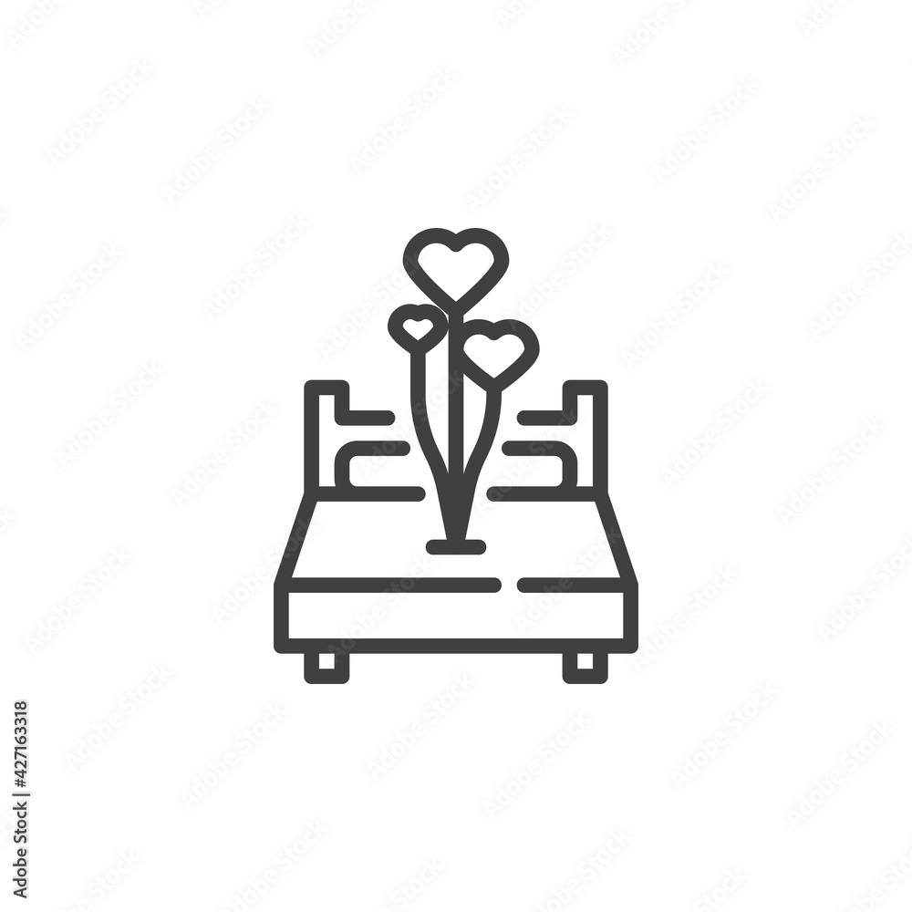 Newlyweds bed line icon Newlyweds bed line icon
