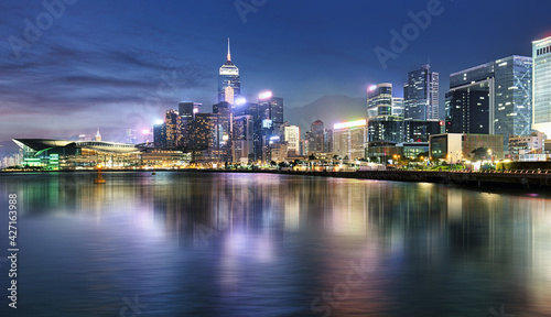Panorama of Victoria Harbor night view at Hong Kong, China © TTstudio