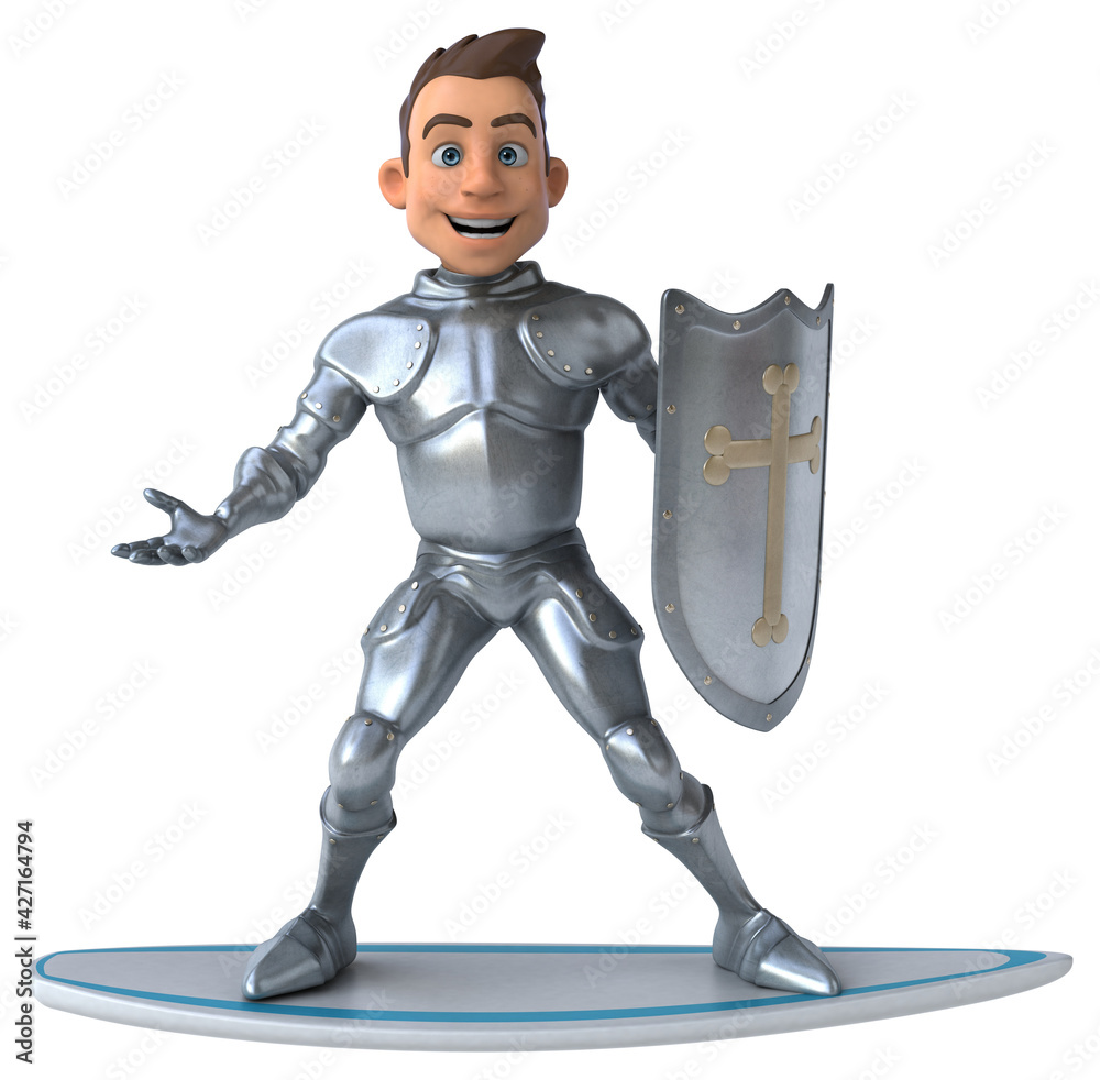 Fun 3D cartoon knight surfing Fun 3D cartoon knight surfing
