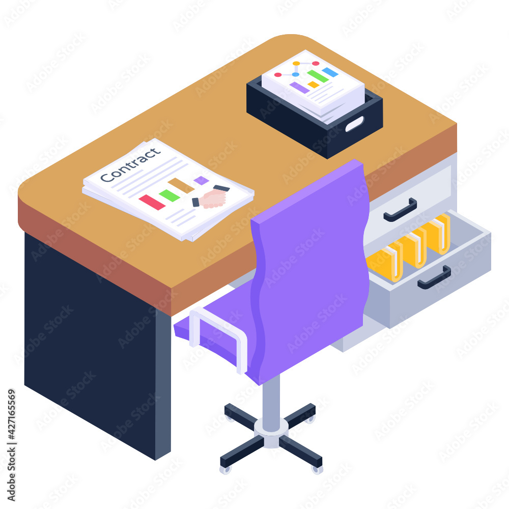 
A trendy and modern isometric icon of office 

