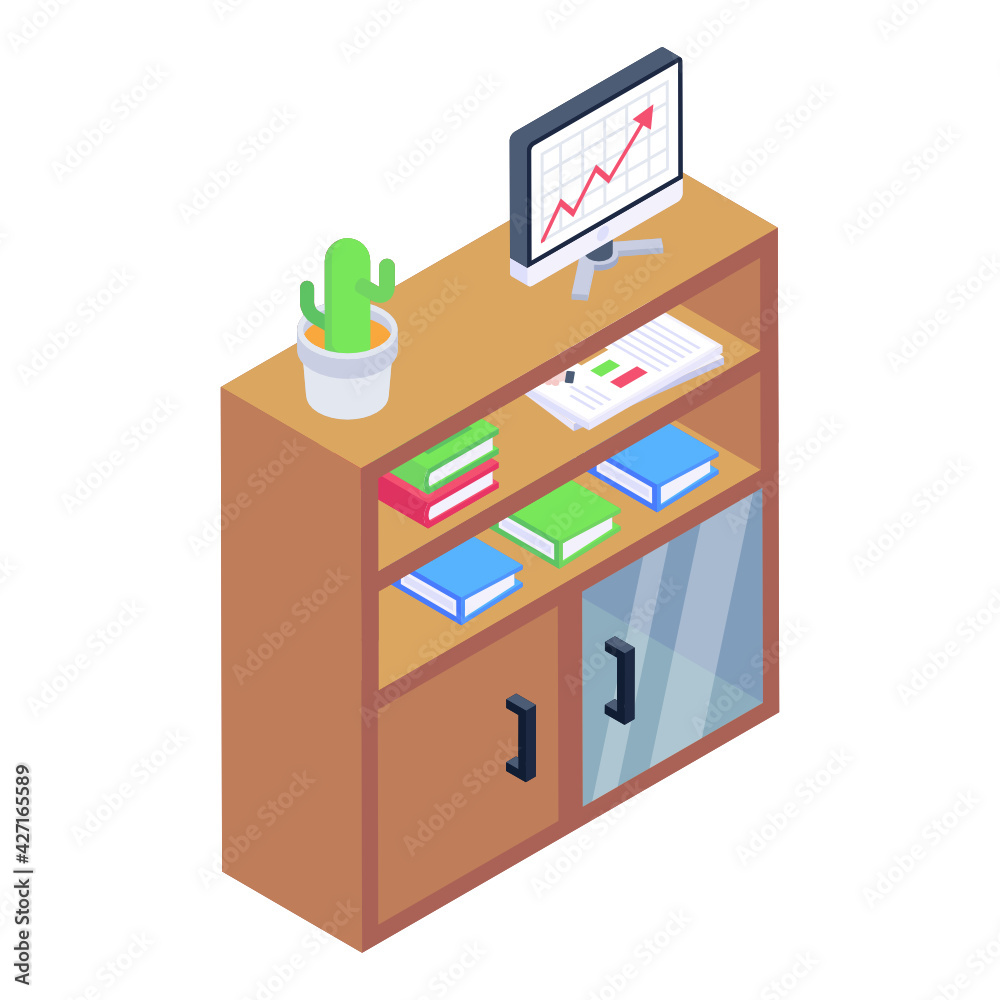 A trendy and modern isometric icon of office
A trendy and modern isometric icon of office