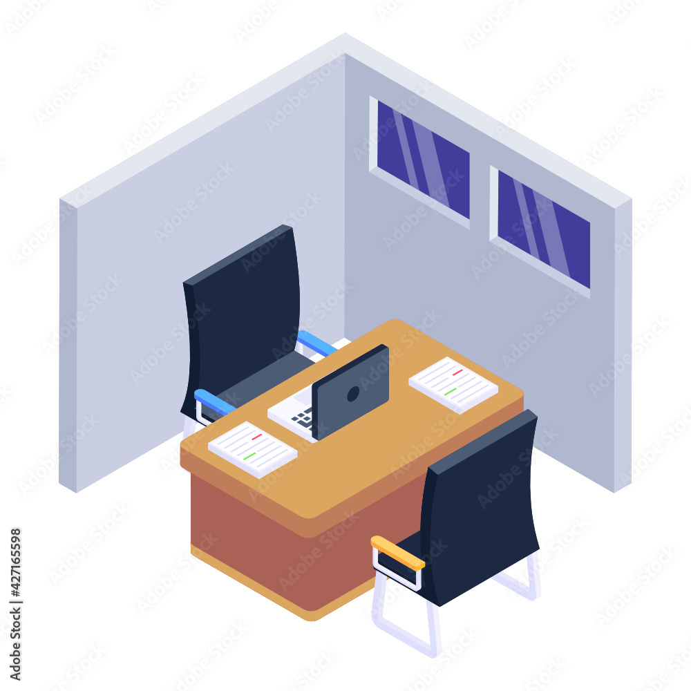 A trendy and modern isometric icon of office
A trendy and modern isometric icon of office