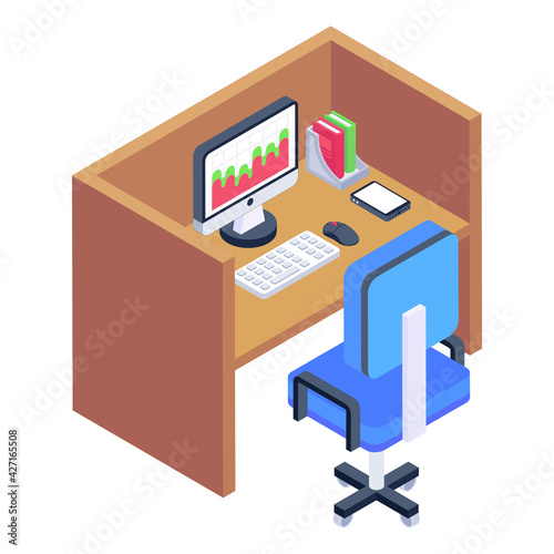 
A trendy and modern isometric icon of office 

