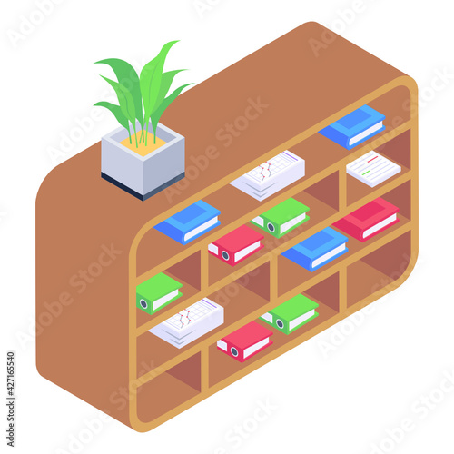 
A trendy and modern isometric icon of office 


