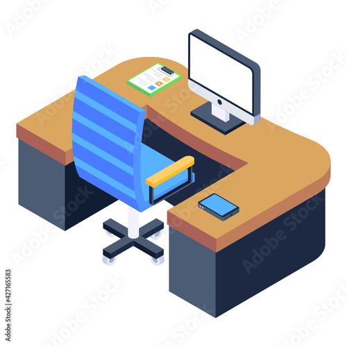 
A trendy and modern isometric icon of office 

