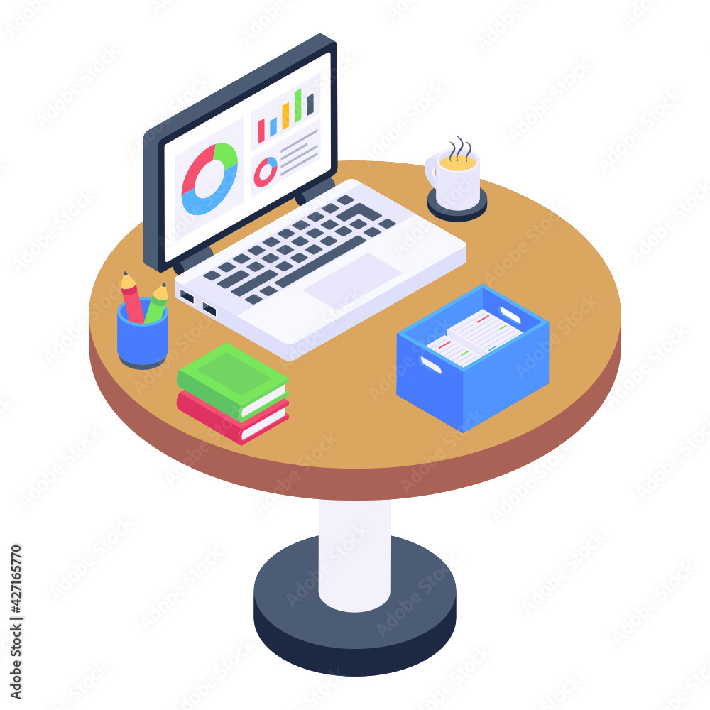 
Work table isometric icon is editable and premium 

