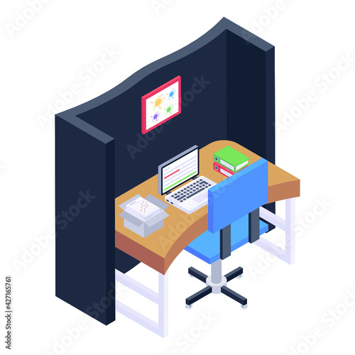 
Work table isometric icon is editable and premium 

