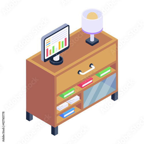 
Work table isometric icon is editable and premium 

