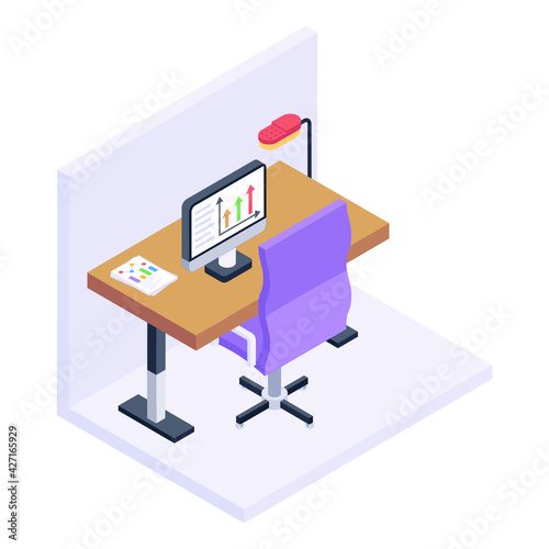 
Work table isometric icon is editable and premium 


