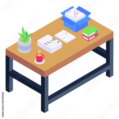 
Work table isometric icon is editable and premium 

