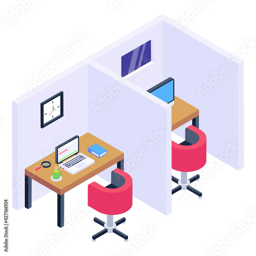 
Work table isometric icon is editable and premium 

