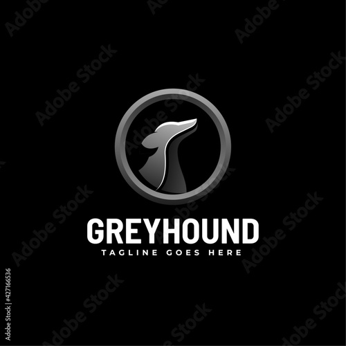 Vector Logo Illustration Grey Hound Gradient Colorful Style.