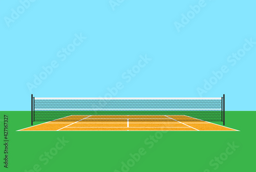 Background of tennis court. FLat vector illustration