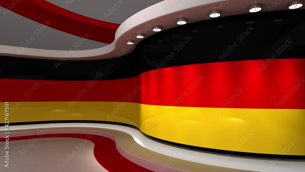 Vidéo Stock TV studio. Germany. German flag studio. German flag ...