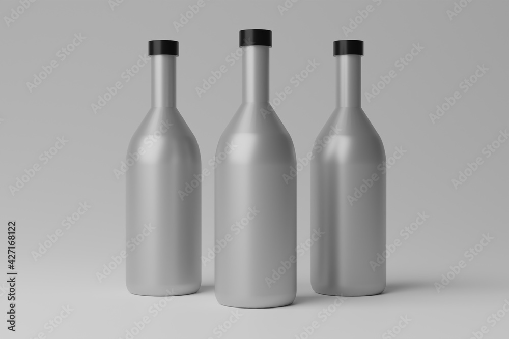 3D Illustration. Blank Bottle Mockup