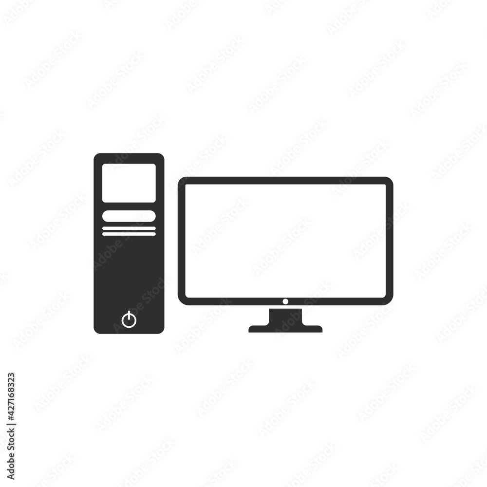 Computer icon isolated on white background. PC symbol for your design