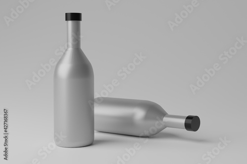3D Illustration. Blank Bottle Mockup
