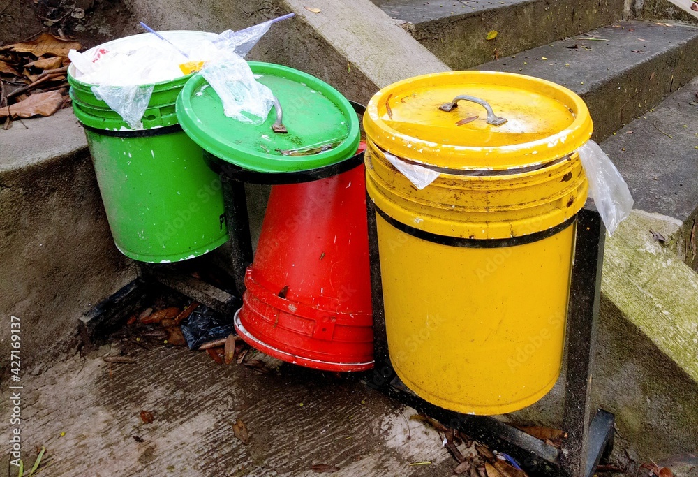abandoned trash in a park. pandemic covid-19 effect abandoned trash in a park. pandemic covid-19 effect