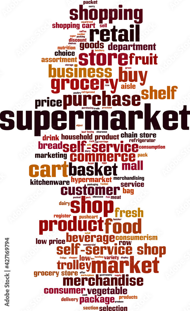 Obraz premium Supermarket word cloud