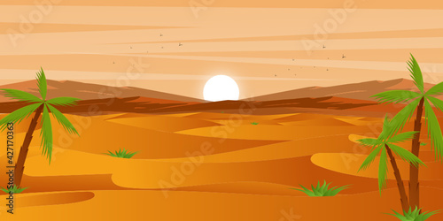
Download this desert background vector with premium offer, flat desert view illustration  

