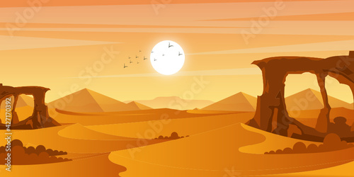 
Download this desert background vector with premium offer, flat desert view illustration  

