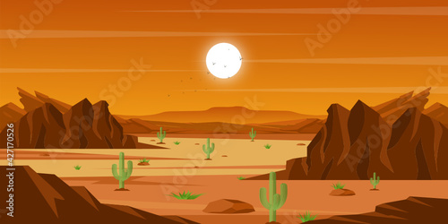 
Download this desert background vector with premium offer, flat desert view illustration  

