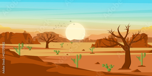  Download this desert background vector with premium offer  flat desert view illustration    