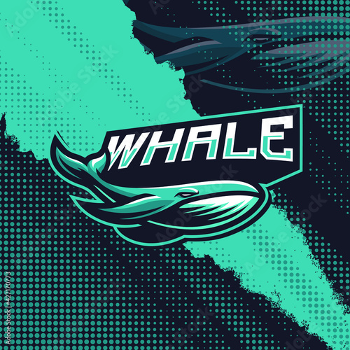 Whale mascot logo design illustration