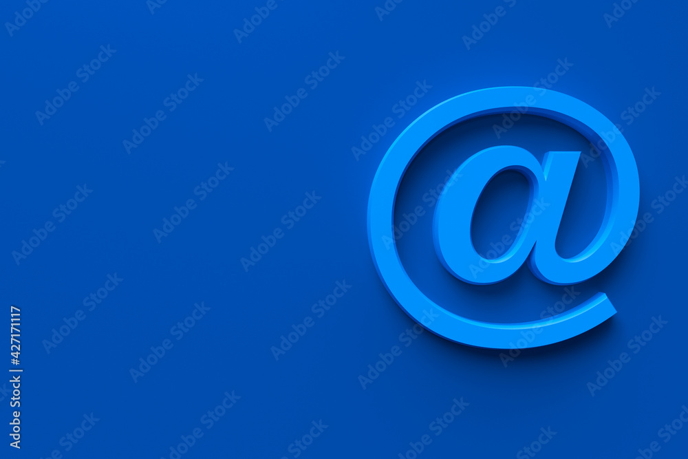 email address 3d icon on blue wall, Business customer service and support online concept email address 3d icon on blue wall, Business customer service and support online concept