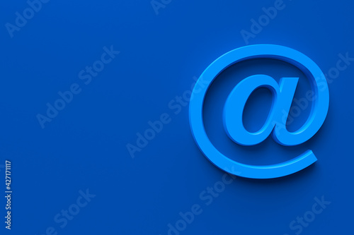 email address 3d icon on blue wall, Business customer service and support online concept