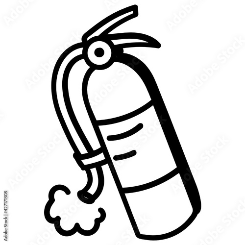 
Extinguisher prank creatively designed in doodle icon 

