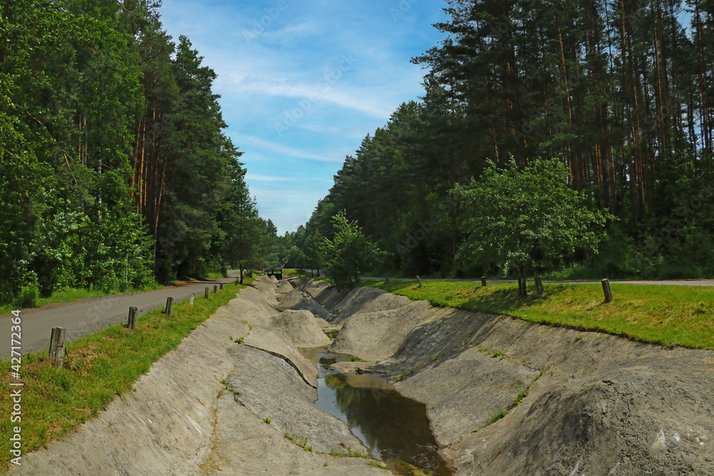View of an artificial canal without water for sports. View of an artificial canal without water for sports.