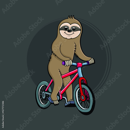 cute sloth ride cycle vector iiiustration  photo