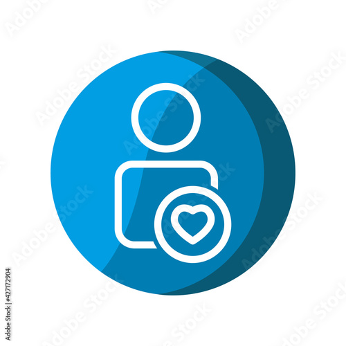 User with heart icon. favorite symbol,. Simple illustration mobile concept, web design, application, UI. Design template vector