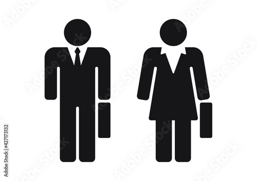 Businessman and businesswoman symbol, Pictogram flat design isolated on white background, Vector illustration