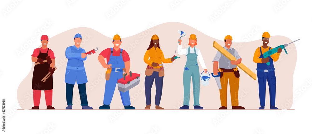 Fototapeta premium Professional technician worker employee team together