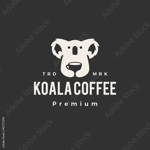 koala coffee hipster vintage logo vector icon illustration