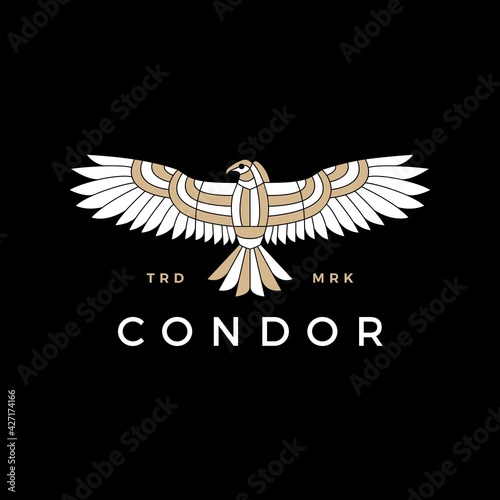 condor eagle bird monoline logo vector icon illustration