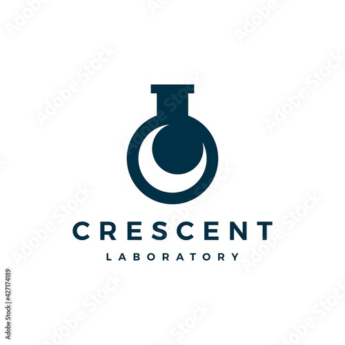 crescent moon laboratory labs logo vector icon illustration