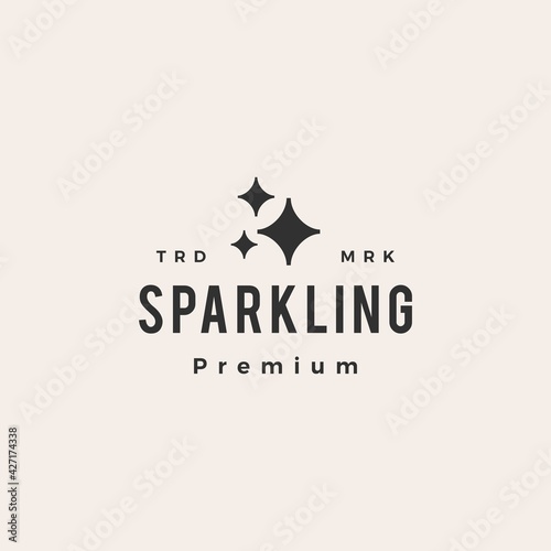 sparkle clean bright shine sparkling hipster vintage logo vector icon illustration