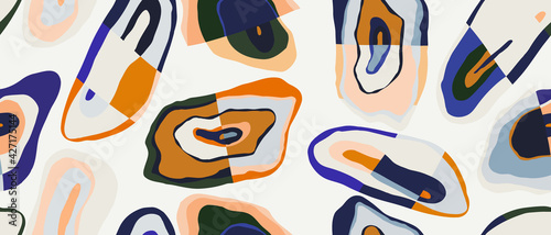 Abstract hand drawn contemporary abstract print. Creative collage seamless pattern. Fashionable template for design.