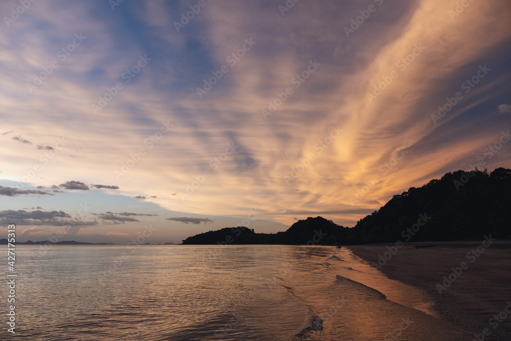 Landscape image of a beautiful sunset sky at the sea