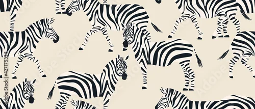 Obraz Hand drawn abstract striped zebra pattern. Collage contemporary seamless pattern. Fashionable template for design.