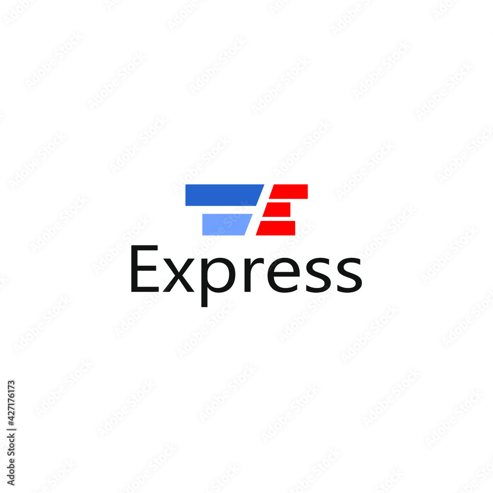 abstract letter E logo and two blue squares next to it abstract letter E logo and two blue squares next to it
