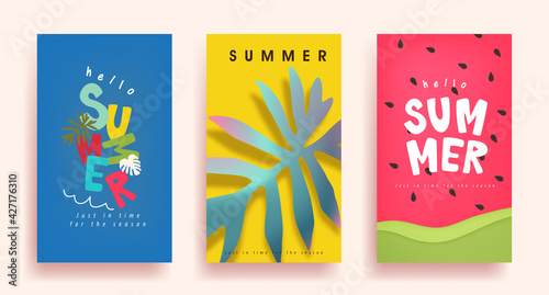 Colorful Summer background layout banner design.